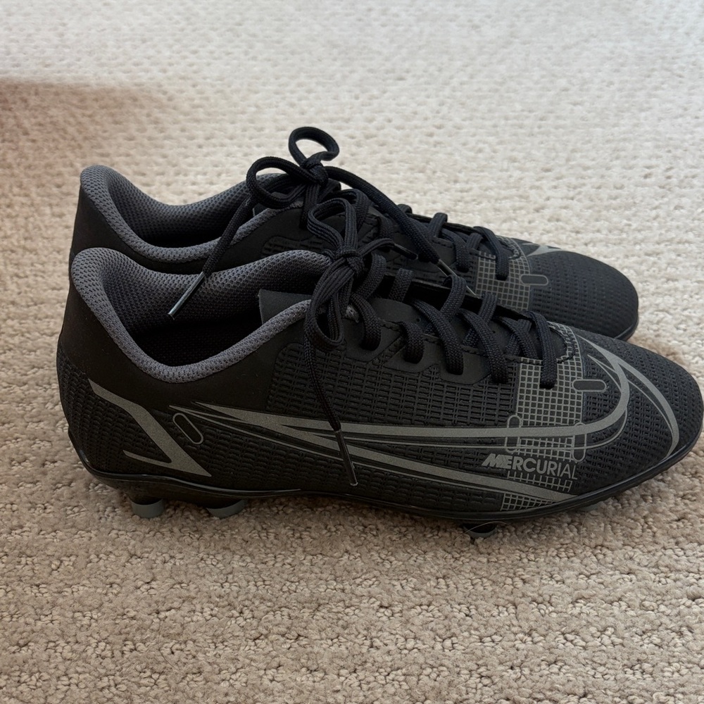 Nike Kids Black and Gray Mercurial Cleats